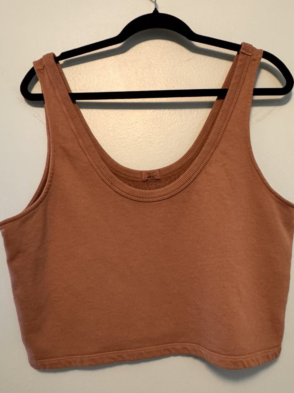 Aerie Weekend Fleece Crochet-Side Tank Top in Brown — Size Large - CG0528